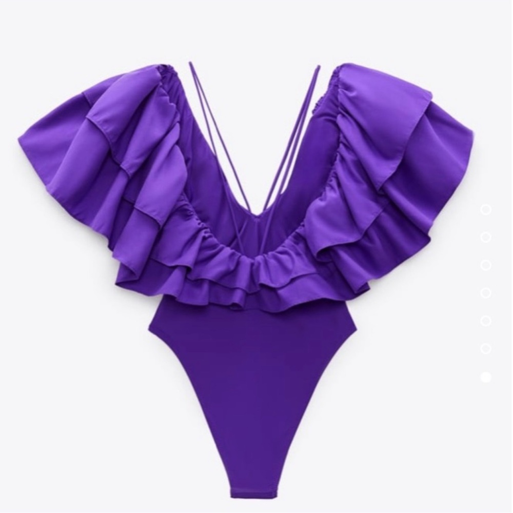 ZARA Purple Ruffled Swimsuit - Picture 4 of 4